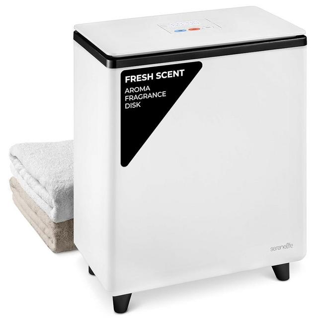 SereneLife Luxury Towel Warmer, with Customized Fragrance for Spa and Bathroom, Luxury Towel Heater Gifts for Him & Her, Auto Shut off, Fits 2 large Towels, Blankets, Bathrobes, PJ's (Black)