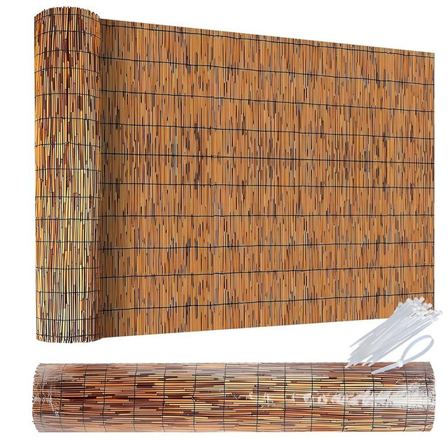 Reed Fence - Bamboo Fencing roll 4 feet high Outdoor Bamboo Privacy Screen for Patio Decorative Reed Fencing for Garden Backyard Patio Balconies