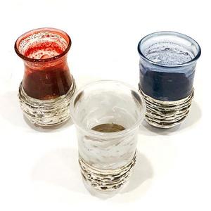 Sterling Silver and Blue Glass Stemless Kiddush Cup Goblet
