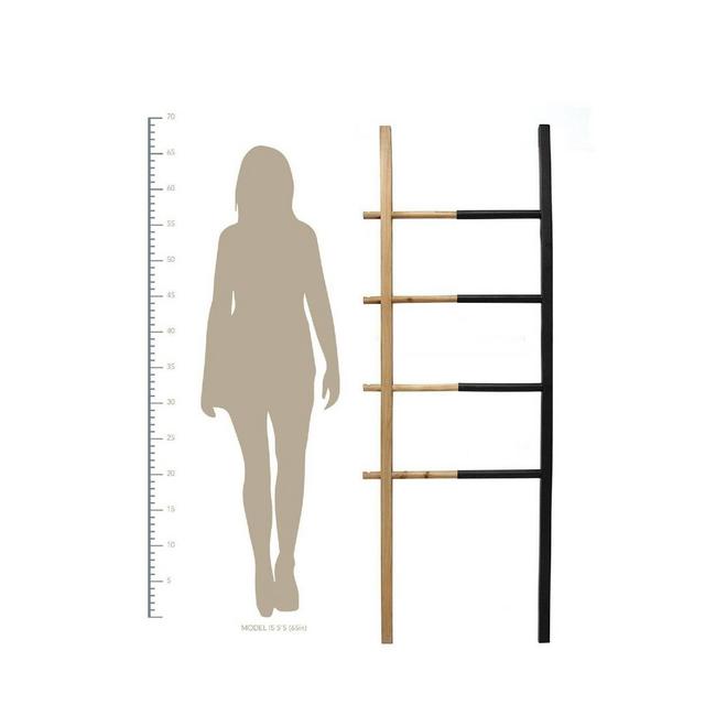 Wood and Metal Decorative Ladder Black - Stratton Home Decor