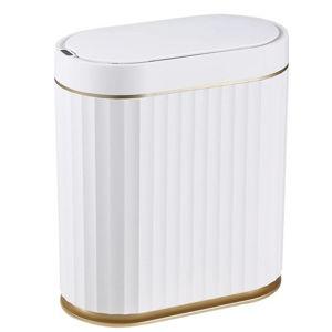 ELPHECO Automatic Motion Sensor Trash Can - White with Gold Trim