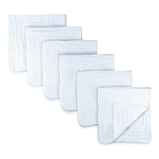 Muslin Burp Cloths 6 Pack Large 100% Cotton Hand Washcloths 6 Layers Extra Absorbent and Soft