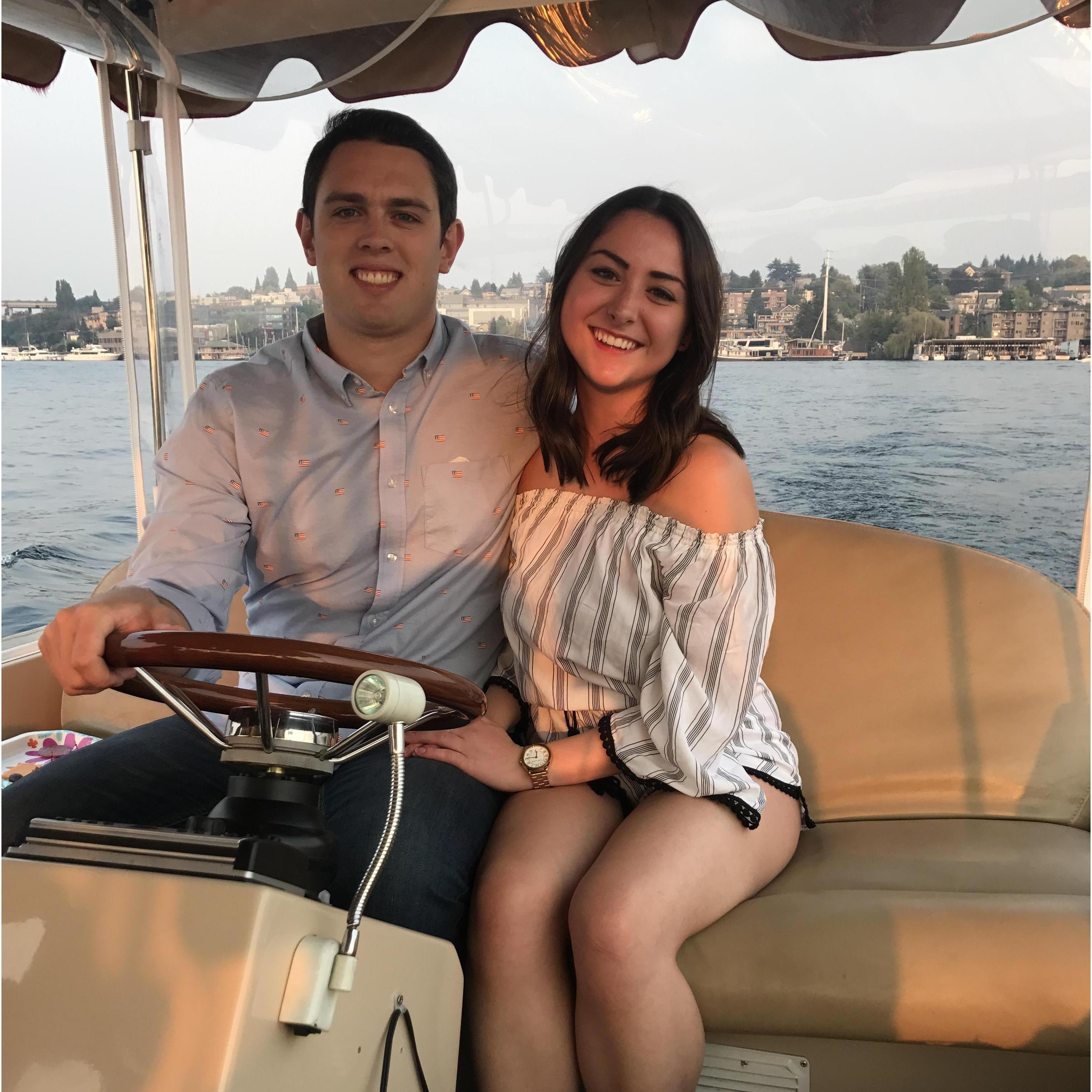 Sep 2017: Smooth sailing. (Aside from the birthday girl, Denae, Will was the only person actually old enough to drive the boat at the ripe old age of 25.)
