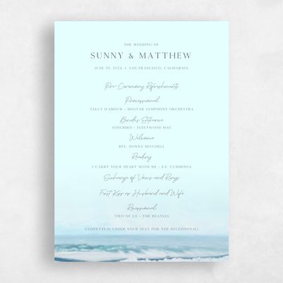 Iceberg, Blue Wedding Program - Clearwater