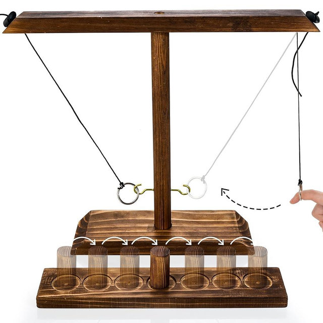 AMAWOOD Ring Toss Game for Adults, Wooden Hook and Ring Game Handmade for Bars, Home, Party, Yard Games, Outdoor Indoor Games for All Ages, Large Size 16" X 13"