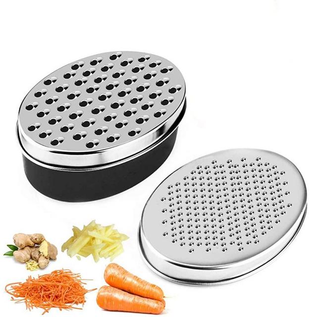 Cheese Grater with Food Storage Container and Lid, Shredder for Cheese & Vegetables, Box Grater (Black)