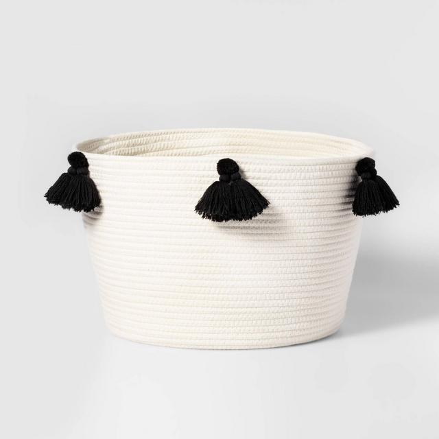 Large Coiled Rope Basket with Tassels Natural/Black - Pillowfort™