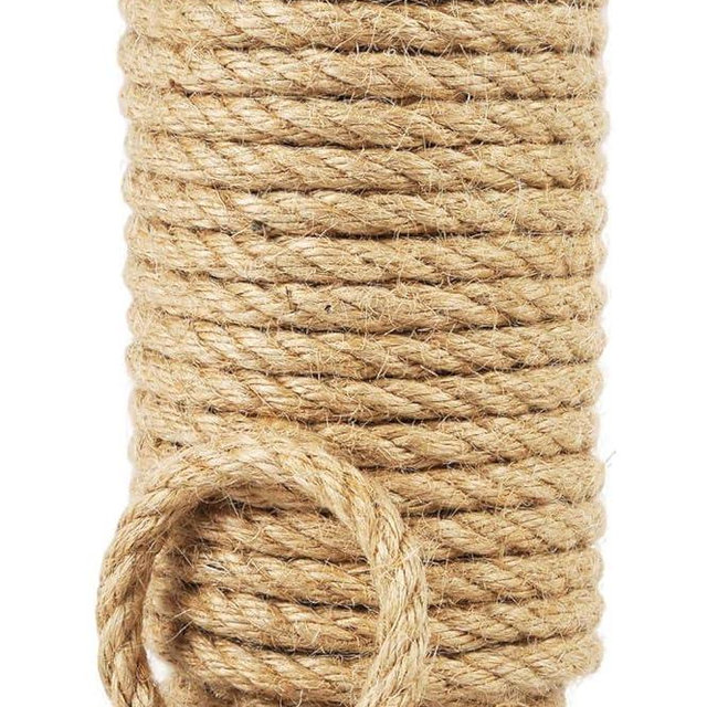 Radix Rope Natural Jute Twine, 8MM x 50FT Jute Rope Roll, Heavy Duty Thick Twine for Cat Scratching Post, Bundling, Gardening and DIY Crafts