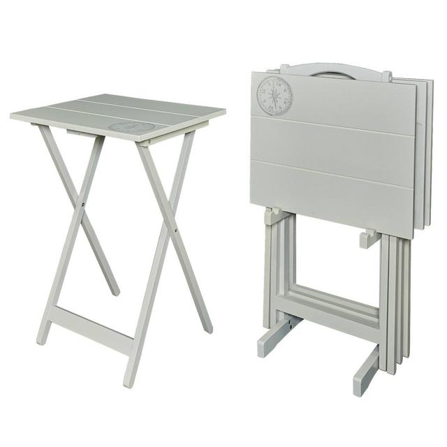 Compass Tray Table Set Gray - Linon