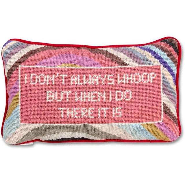 FURBISH Handmade Needlepoint Decorative Throw Pillow - Whoop There It is - 9" x 15" - Small Embroidered Accent Pillow for Bed, Chair, Couch, Sofa - Aesthetic Preppy Home Decor