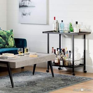 South Shore City Life Metal Bar Cart on Wheels, Black