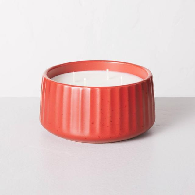 4-Wick Fluted Ceramic Balsam & Berry Seasonal Jar Candle Red 24oz - Hearth & Hand™ with Magnolia