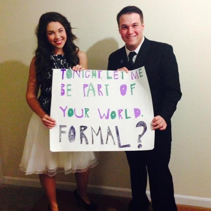 On our way to the Disney College Program formal. Nolan made me this "Little Mermaid" inspired sign to ask me to go with him!