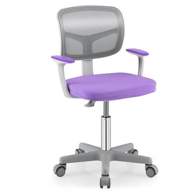 Giantex Kids Desk Chair, Children Computer Chair with Wheels and Y-Shaped Lumbar Support, Mesh Kids Office Chair, Height Adjustable Desk Chair for Girls Boys Aged 4-13, Purple