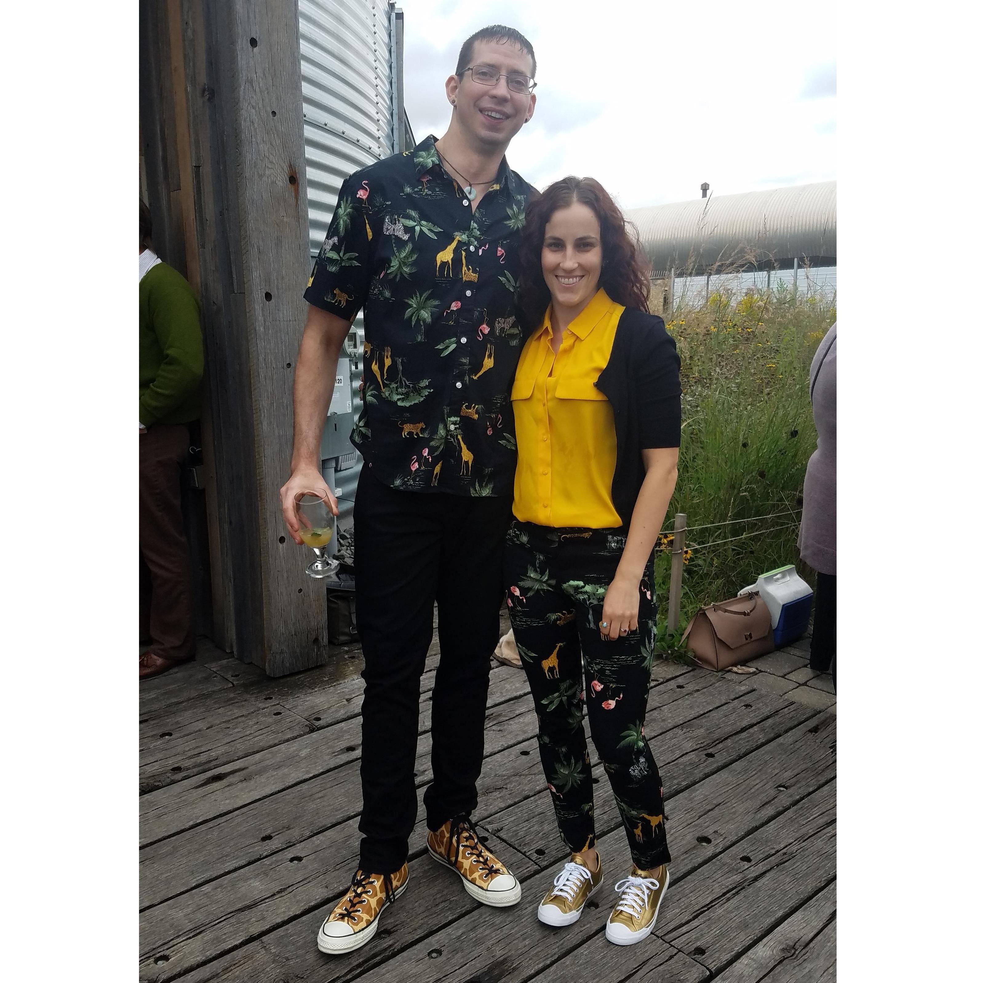What do you do when you have been together 7 years and attend a friends' wedding party? Wear coordinating outfits of course. No, this wasn't Alea's idea. Lol