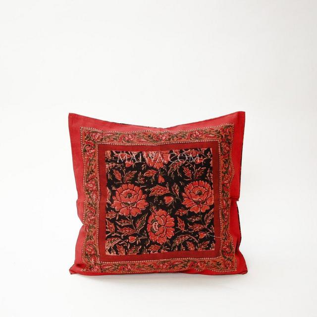 MAIWA 16" Cushion Cover Dabu Print Deep Rose