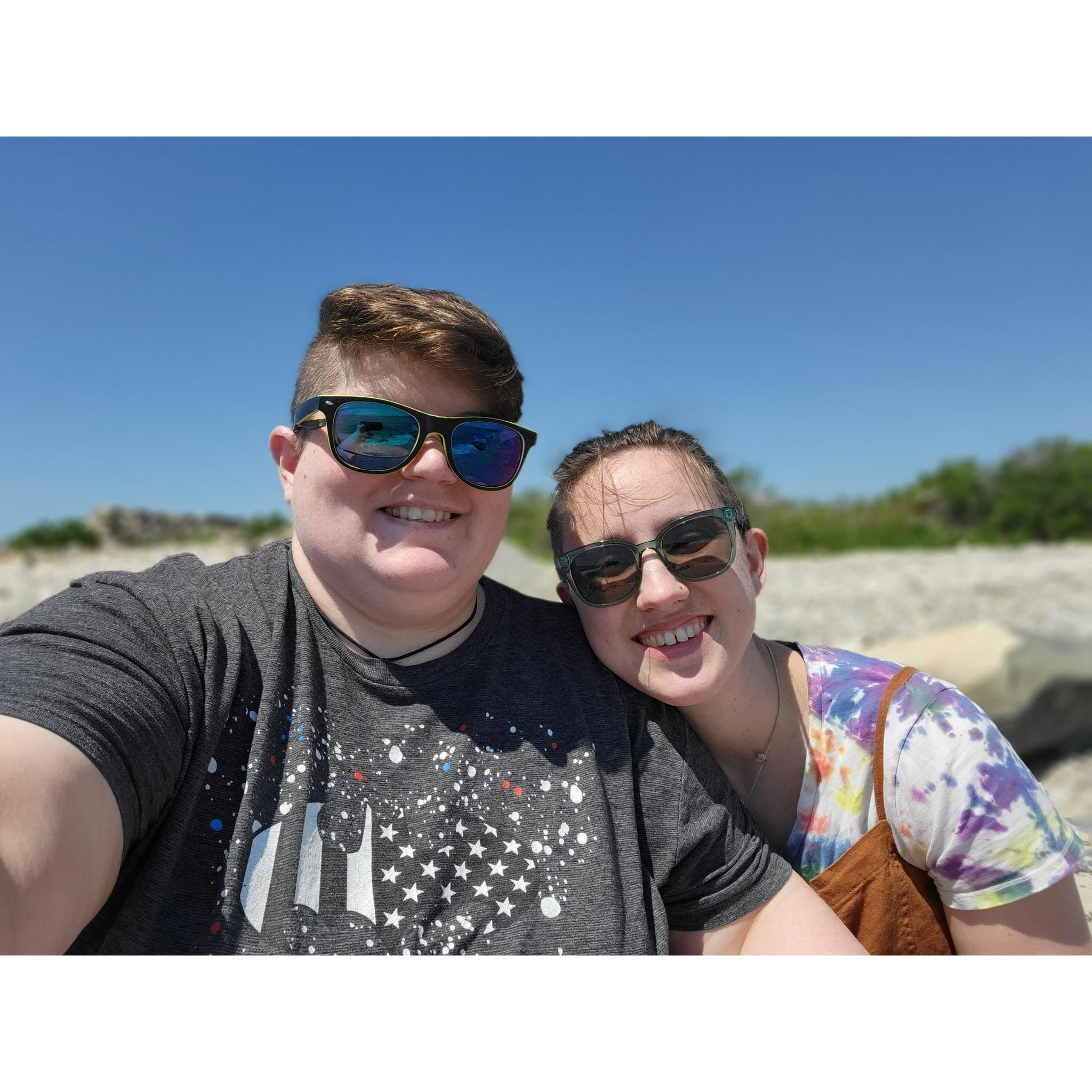 At Westport Town Beach, where we've spent a great deal of time and another place where our love grew.