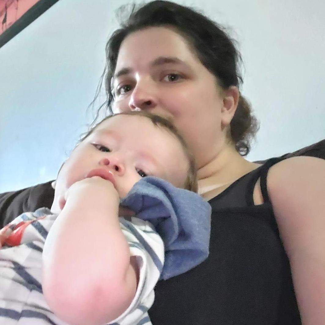 Christina with our nephew, Randy, when we were babysitting him for a couple of weeks.
