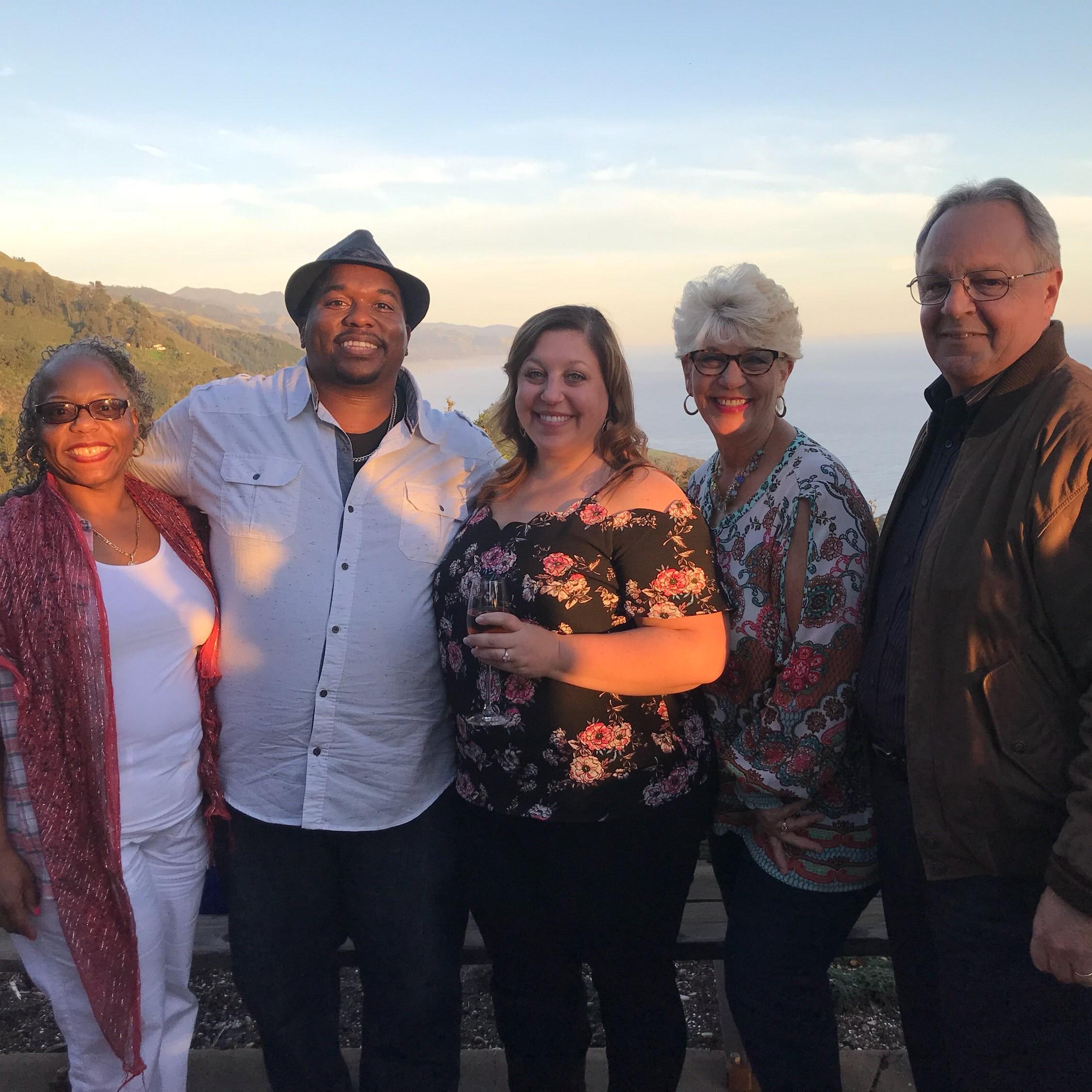 Derrick and Nicole with their Parents at the engagement.  Big Sur, April 2018.