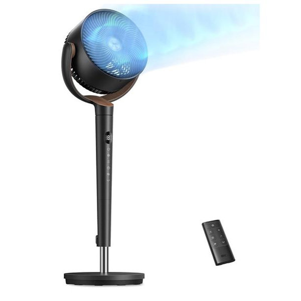 DREO Fan for Bedroom, 120° Oscillating Standing Fan, Quiet Floor Fan with DC Motor, Pedestal Fan for Room, 9 Speeds, 4 modes, 20dB, 120° Manual Vertical, 37-42" Adjustable Height, 9H Timer, Dark Gray
