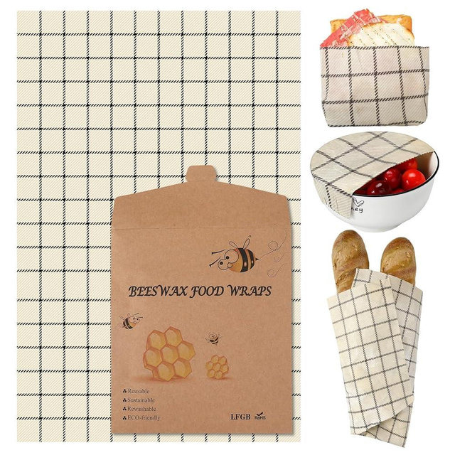Mindsoft 17 x 23 Inch Reusable Beeswax Food Wrap for Bread Sandwich Wrapper Beeswax Paper Organic Bowl Dishes Covers Sustainable Food Cheese Fruit Snacks Storage Containers Keeper(Classic Style)