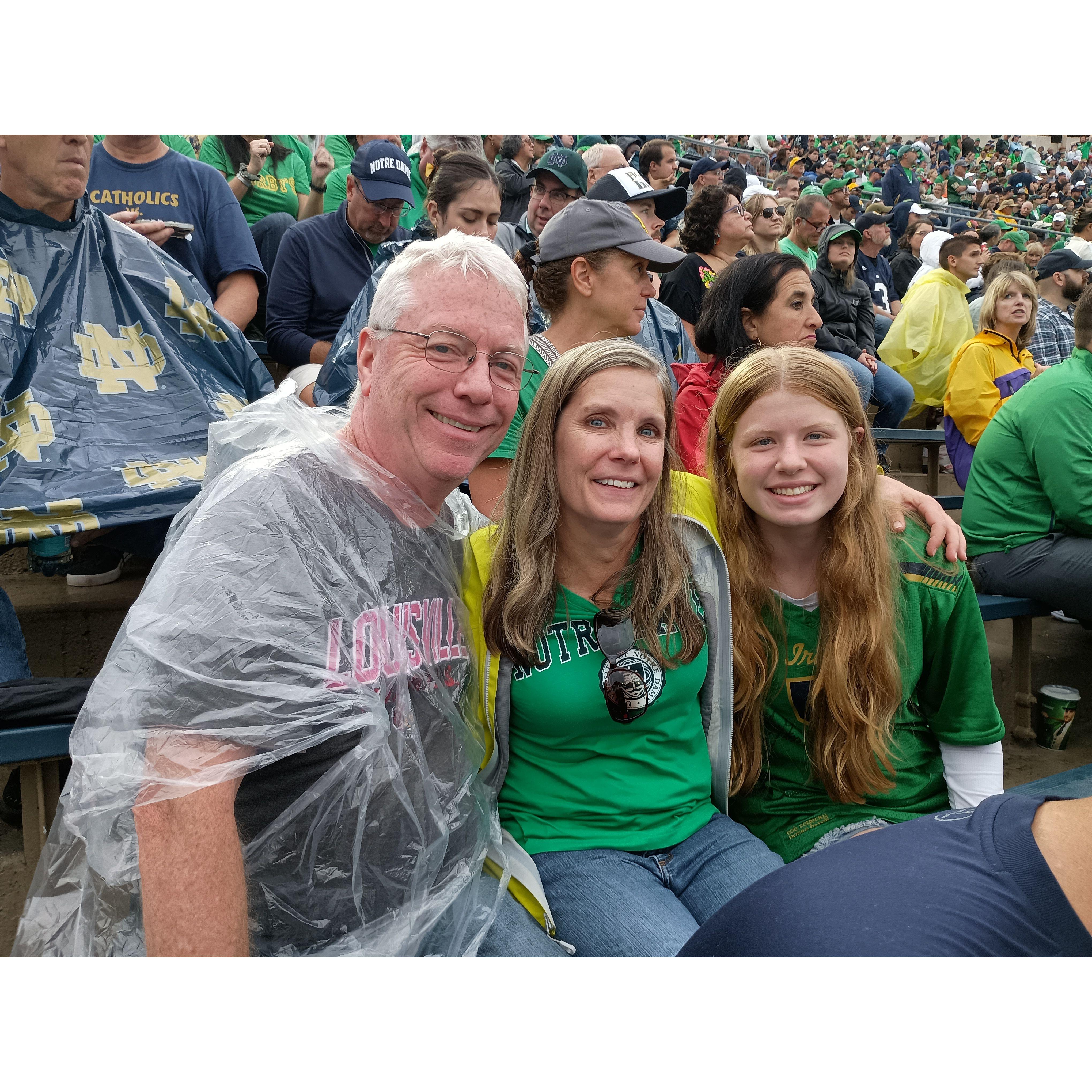 ND football game with Maureen...a little drizzly but so much fun watching the Irish!