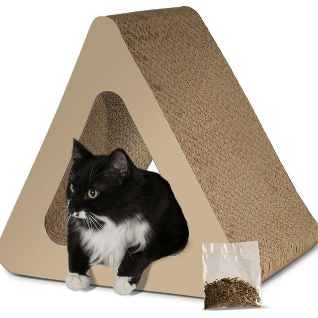 Janke 3-Sided Vertical Cat Different Cardboard Scratching Triangle Angles with Catnip Scratching Post