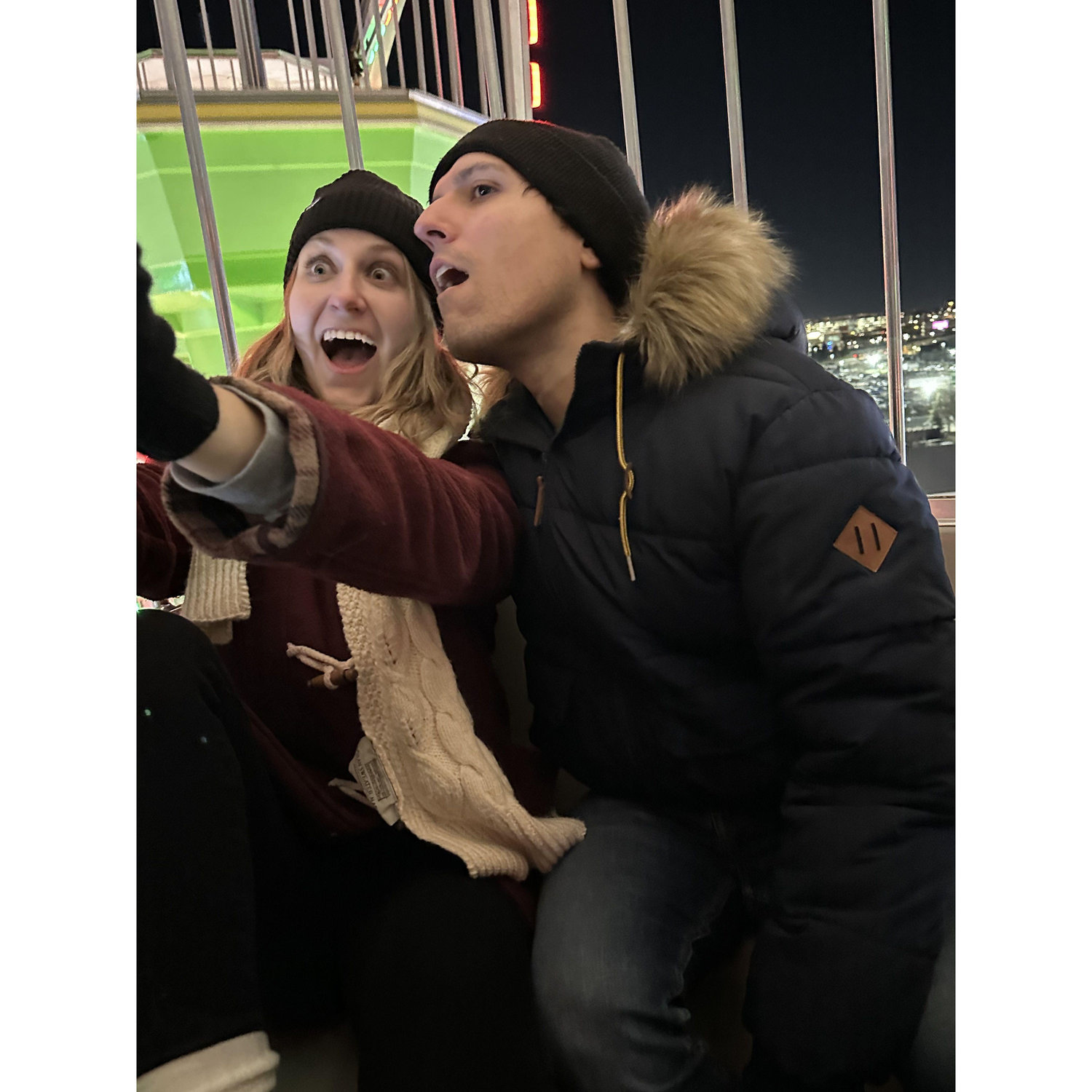 The notorious Ferris wheel photo. We're always on the same page with our facial expressions.