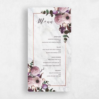 Purple Wedding Menu - Camellia