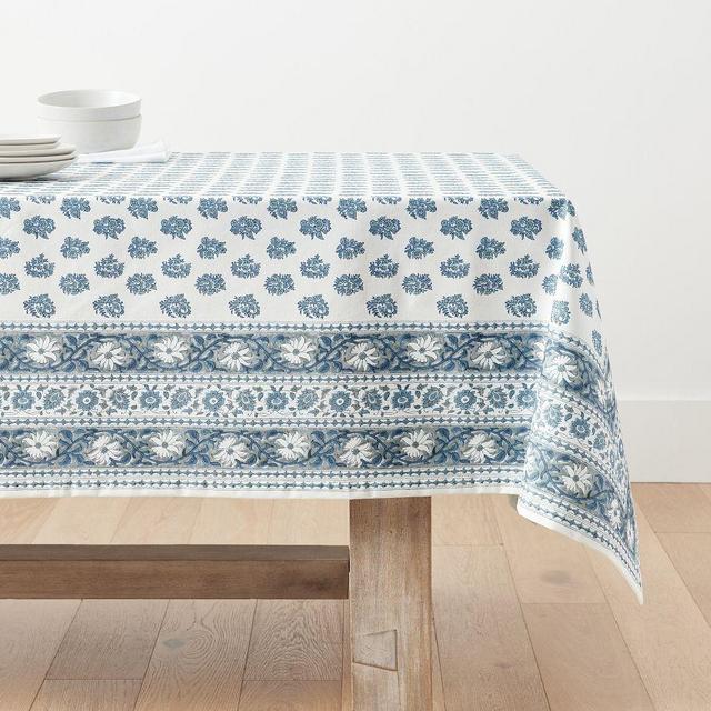Sophia Block Print Oilcloth Cotton Tablecloth