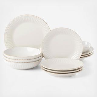 French Perle Groove 12-Piece Dinnerware Set by Macy's, Service for 4