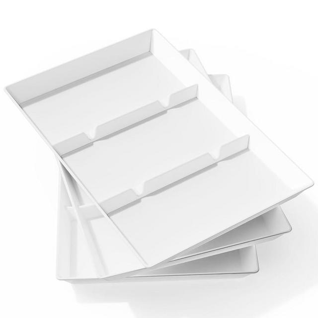 Lifewit Serving Tray Divided for Party Supplies, 3 PCS 15" x 10" Christmas Plastic Platters for Serving Food, White Reusable Tray for Veggie, Snack, Fruit, Cookies, Desserts in Kitchen/Pantry