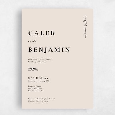 White Classic Wedding Invitation - Rue Type