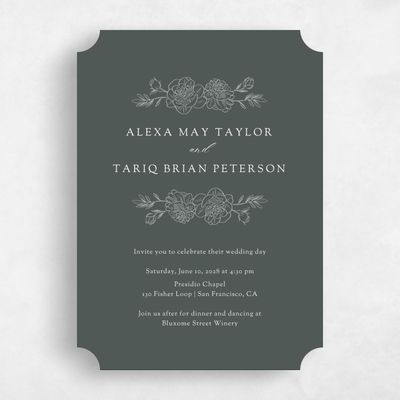 Green Ticket Wedding Invitation - Mauve Classic