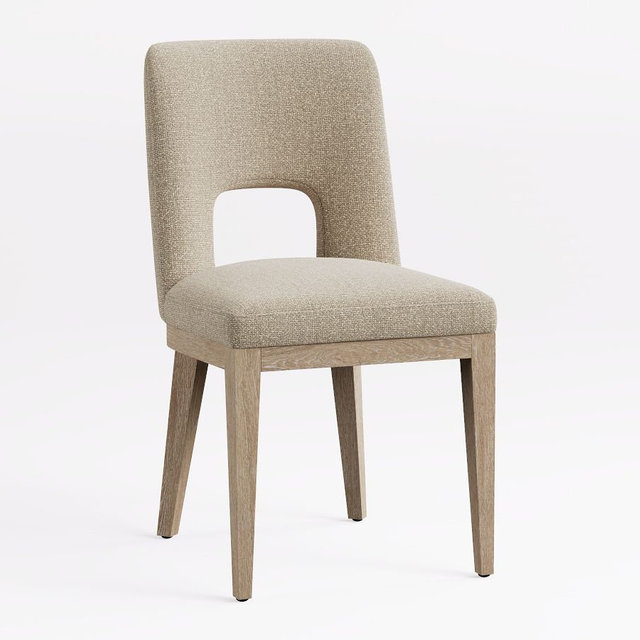 Layton Upholstered Dining Open Back Chair, Seadrift, Performance Chateau Basketweave Oatmeal