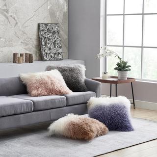 Dip Dye Sheepskin Decorative Pillow