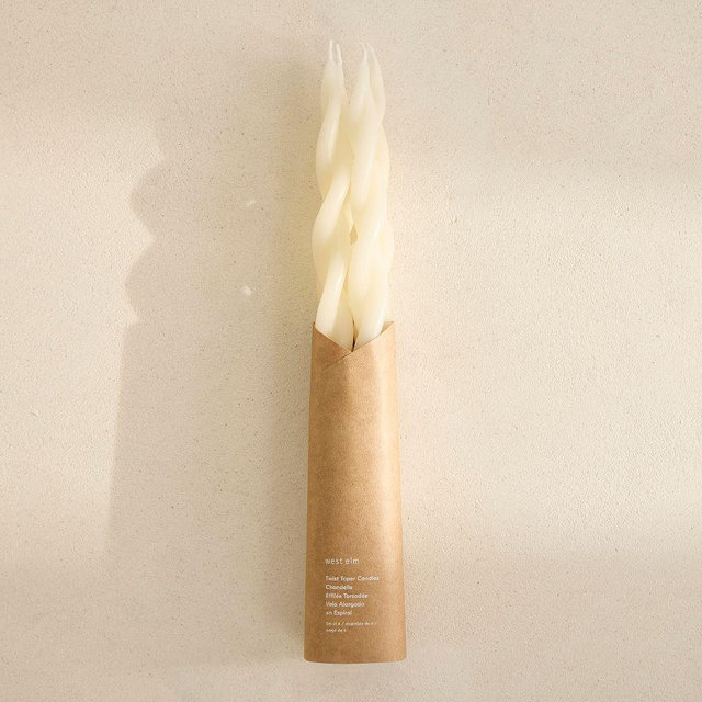 Signature Wax Twist Taper Candles, Ivory, Set of 4