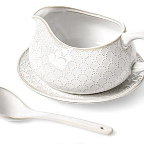 Gravy Boat with Ladle and Saucer Stand 24oz