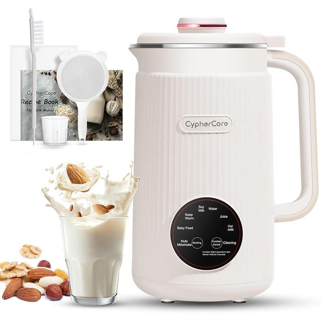 Nut Milk Maker Machine, 40oz(1200ml) Homemade Almond, Oat, Soy, Milk Shake, Plant Milk, Milk Machine Maker With Nut Milk Bag, Soy Milk Maker With Delay Start/Keep Warm/Cleaning/Boil Water