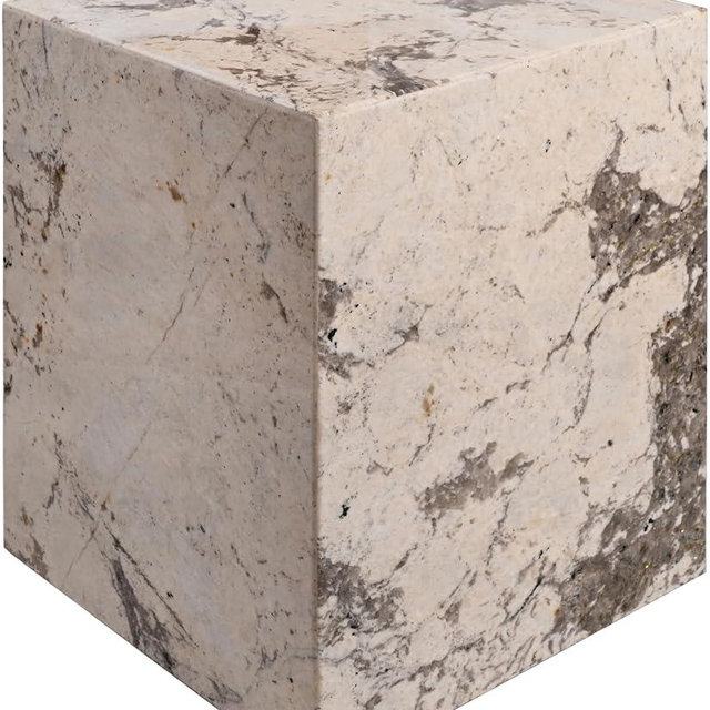 Livabliss Taryn Modern End Table, 21" H x 18" W x 18" D, Cream/Grey