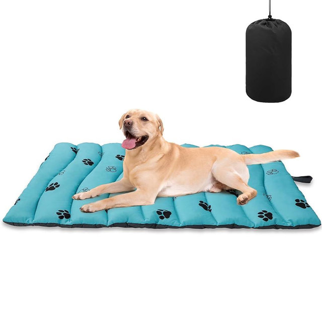BINGPET Outdoor Travel Dog Bed for Large/Medium Dogs,Portable Waterproof Camping Mat with Carry Bag,Foldable Outside Bed,Machine Washable Indoor Pet Mat for Small,Medium and Large Dogs 26”x43”