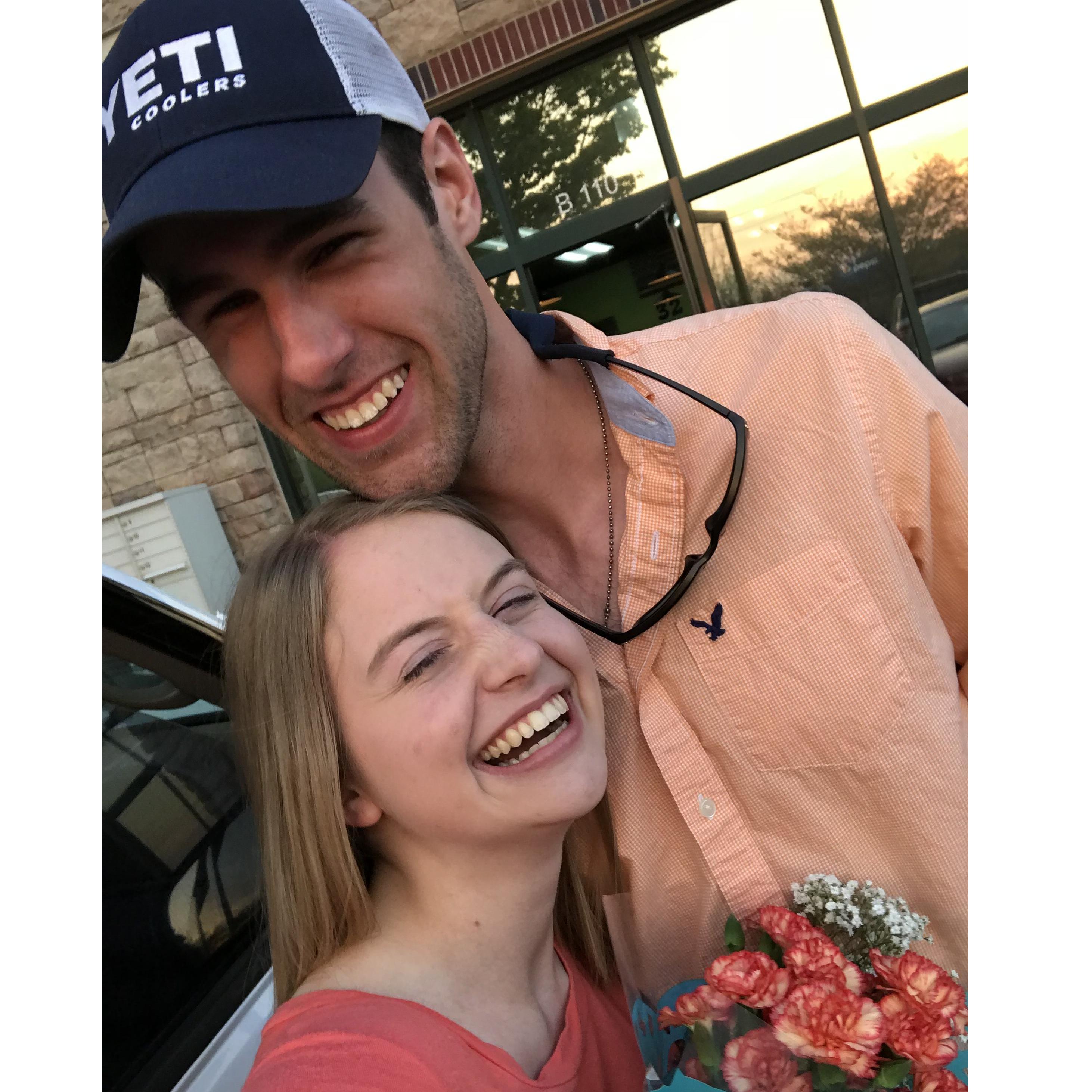 He surprised me with dinner and flowers. Such a keeper