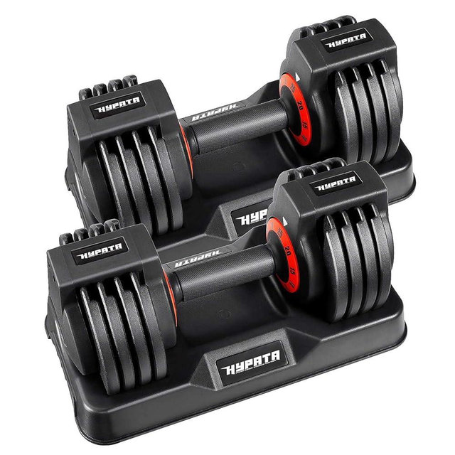 HYPATA 25/55 lbs Pair Adjustable Dumbbell Set, Adjust Dumbbell Weight for Exercises Pair Dumbbells for Men and Women in Home