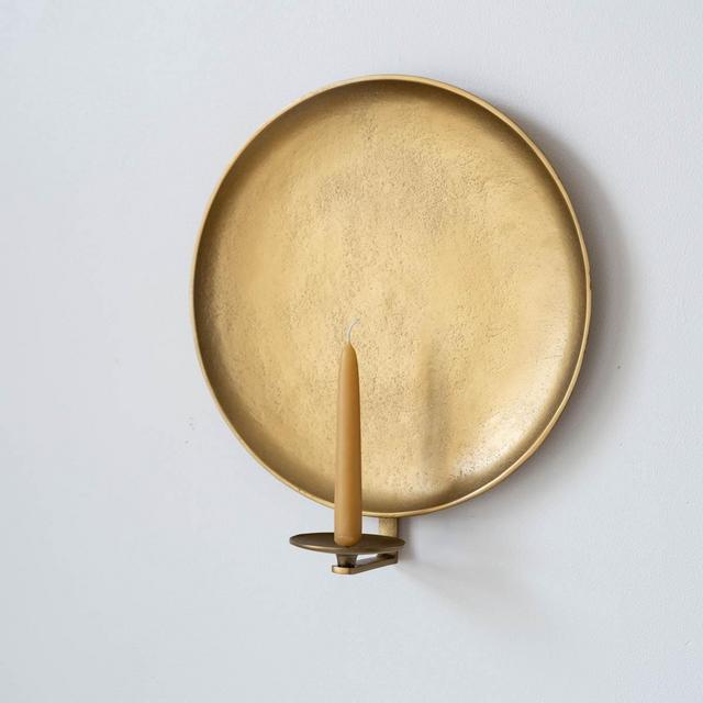 Round Brass Candle Sconce