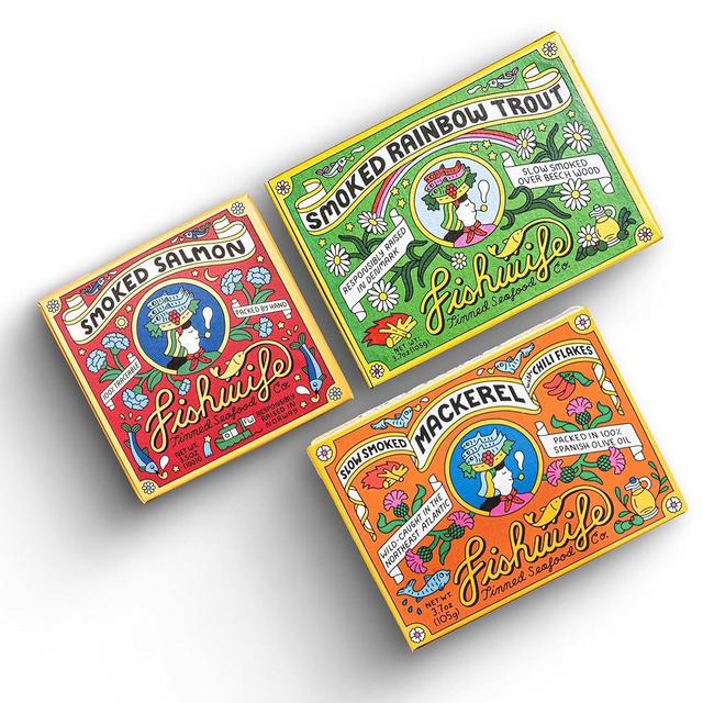 Fishwife Smoky Trio 3-Pack (Smoked Rainbow Trout, Smoked Salmon, Smoked Mackerel) | Gluten Free, High Protein | Hand-Packed