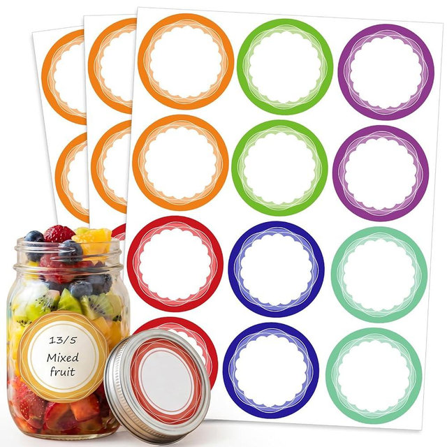 WSICSE 360 Pcs Canning Jar Labels, 2 Inch 6 Colors Removable Round Stickers Writable Label for Jams Jars, Bottles, Gift Wrap, Party Favors, Meal Prep, Pantry Organization