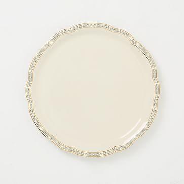 Fishs Eddy Scalloped Dinner Plate, Black + Gold Decorative Band