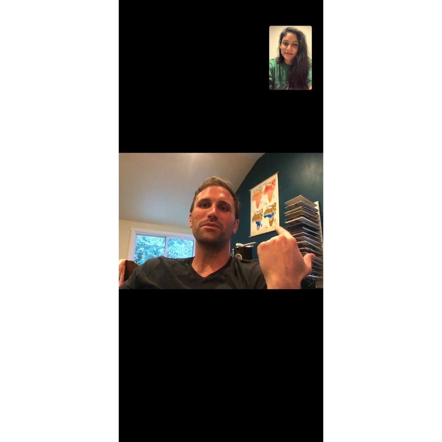 One of those four hour Facetime sessions we mentioned during the early stages of Dan & Chands relationship. Chandini was smitten by how handsome Daniel could be even through a phone screen.