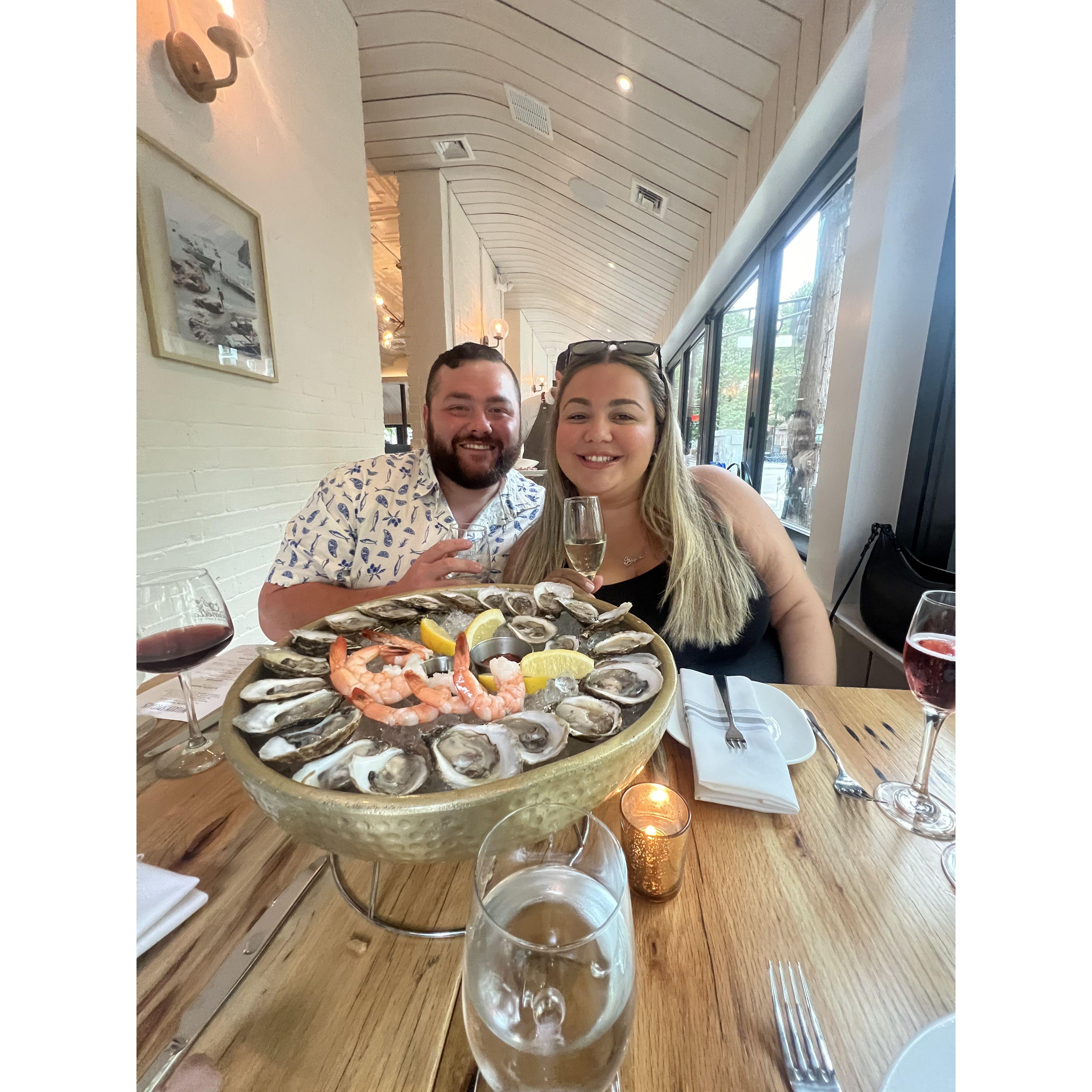 Sal's first oysters!