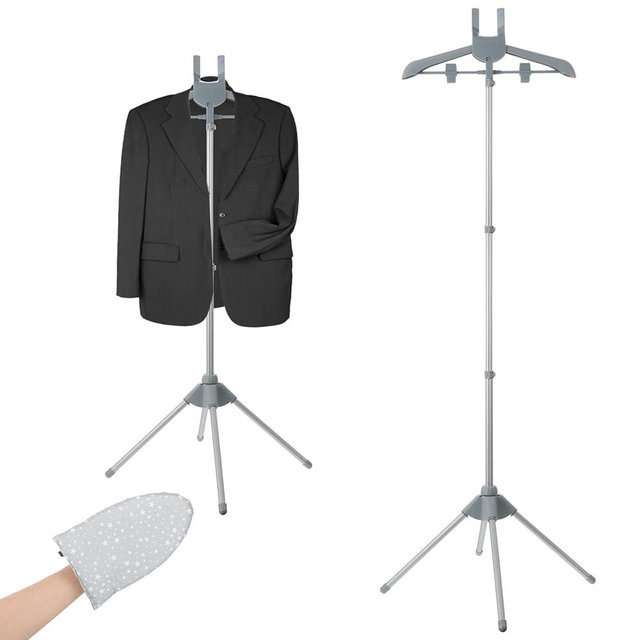 Garment Steamer Rack & Garment Ironing Glove for Clothes,Adjustable Steamer Stand for Clothes,Adjustable Garment Hanger Standing,Foldable Iron stand with Ironing Glove for Steaming Clothes(32-63 Inch)